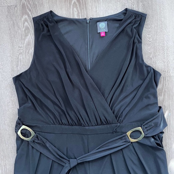 Vince Camuto 3 XL Black w Gold Plated Belt Pantsuit Romper - Picture 2 of 11
